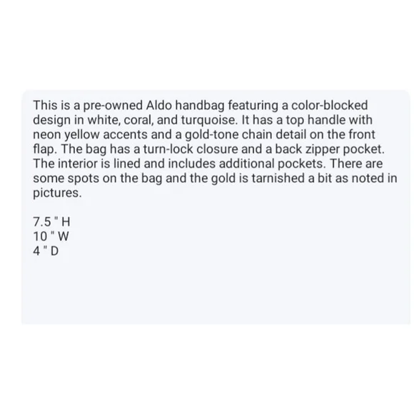 🌷Aldo Satchel Bag Medium Multi-color - Picture 13 of 13